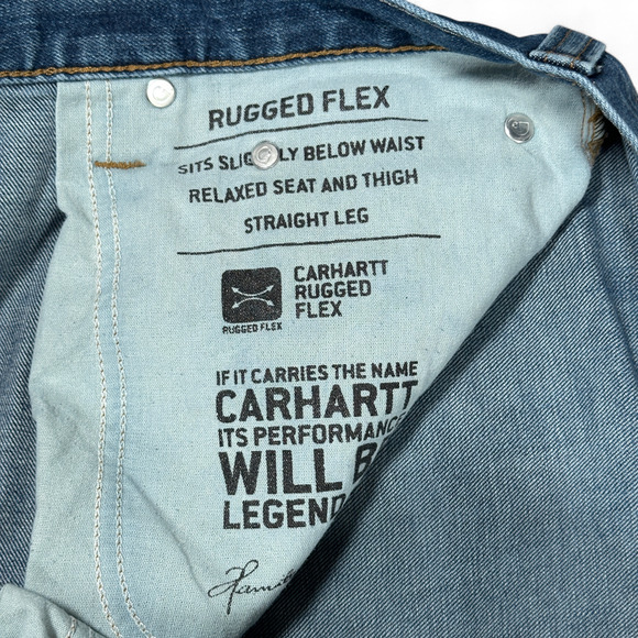 Carhartt Jeans Mens 36x33 Blue Rugged Flex Relaxed Straight Dark Wash 34x32 Tag - Picture 8 of 11